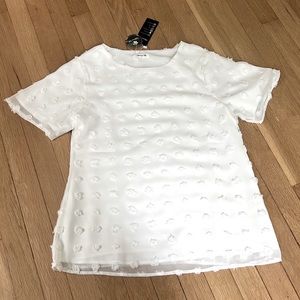 Light-weight, lined and flowy white chiffon blouse - size small